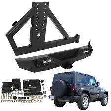 Black Rear Bumper w/Tire Carrier Guard For 07-18 Jeep Wrangler Sport Utility picture