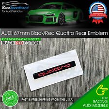 Audi Quattro Emblem Black Red 67MM Rear Liftgate Trunk Badge OEM A3 A4 A5 A6 Q5 picture