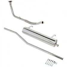 New Polished Stainless Steel Exhaust System Muffler Kit MG TC W Mounting Kit picture