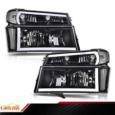 Fit For 2004-2012 Chevy Colorado GMC Canyon Pickup LED DRL Tube Headlights Black picture