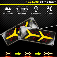 12v 2pcs LED Dynamic Rear Tail Light Stop Brake Indicator Truck Trailer Caravan picture