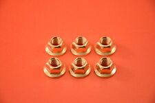 (6) COPPER EXHAUST FLANGE NUTS HIGH HEAT M8X1.25 CRIMPED CRUSHED SHOULDERED picture