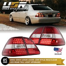 JDM Style LED Upgrade Red/Clear 4 Pc Tail Light For 2001-2003 Lexus LS430 LS 430 picture