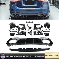 Rear Diffuser Lip W/Exhaust Tips For Benz 2018-2022 W177 A200 A250 A45 AMG Style picture