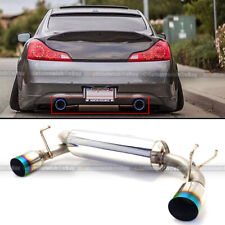 For 03-07 G35 2DR Coupe Stainless Steel Axle Back Exhaust Green Burn Tip Muffler picture