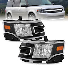 For 2013-2019 Ford Flex Black Halogen Headlights Replacement lamps Left+Right picture