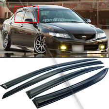 Fit 04-08 Acura TSX JDM Mugen Style 3D Wavy Black Tinted Window Visor 4 Pcs picture