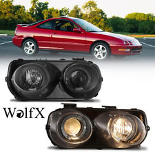 For 1994-1997 Acura Integra Projector Halo Headlights Pair Black Clear HeadLamps picture