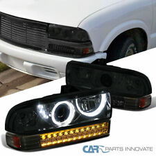 For 98-04 Chevy S10 Blazer Smoke Projector Headlights+Tinted LED Bumper Lamps picture