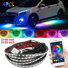 4PCS RGB LED Strip Under Car Tube Underglow Underbody System Neon Light Kit APP picture