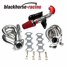 FOR Ford F150/4.6 V8 97-03 HEAT SHIELD COLD AIR INTAKE SYSTEM+EXHAUST HEADER RED picture