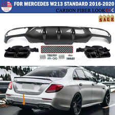 Carbon Rear Diffuser + Black Exhaust Tips For 16-20 Mercedes Benz W213 E250 E300 picture