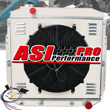 4 ROW Aluminum Radiator+Shroud Fan+Relay FOR 53-56 Ford F100 F250 F350 Chevy V8 picture