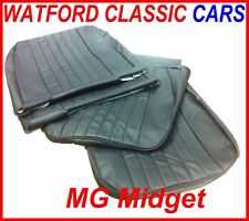 MG Midget / Sprite Pair of Seat Covers 1970 - 1981 Leather look All Black  picture
