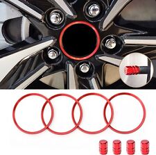 71mm Aluminum Red Wheel Emblem Rings With Tire Cap Fits 16-22 Civic CRV Accord picture