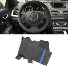 DIY BLK+Blue For Renault Megane 2 Kangoo Steering Wheel Soft Suede Leather Cover picture