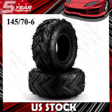 156LBS ATV Go Kart Tires Tubeless Rated Black Rubber  2Pcs 145/70-6 4PR picture