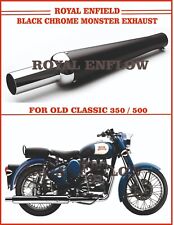 Royal Enfield Black Chrome Monster Exhaust for Old Classic 350/500 - Exp Ship picture