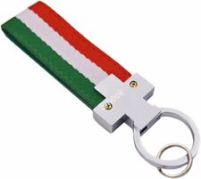 Euro Italian Flag Stripe Nylon Band w/ Inner Leather Key Fob Chain Keychain Ring picture