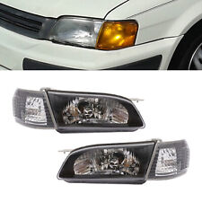 For 1995 1999 Toyota Tercel Headlights Lamps Clear Lens Set Left+Right Black  picture