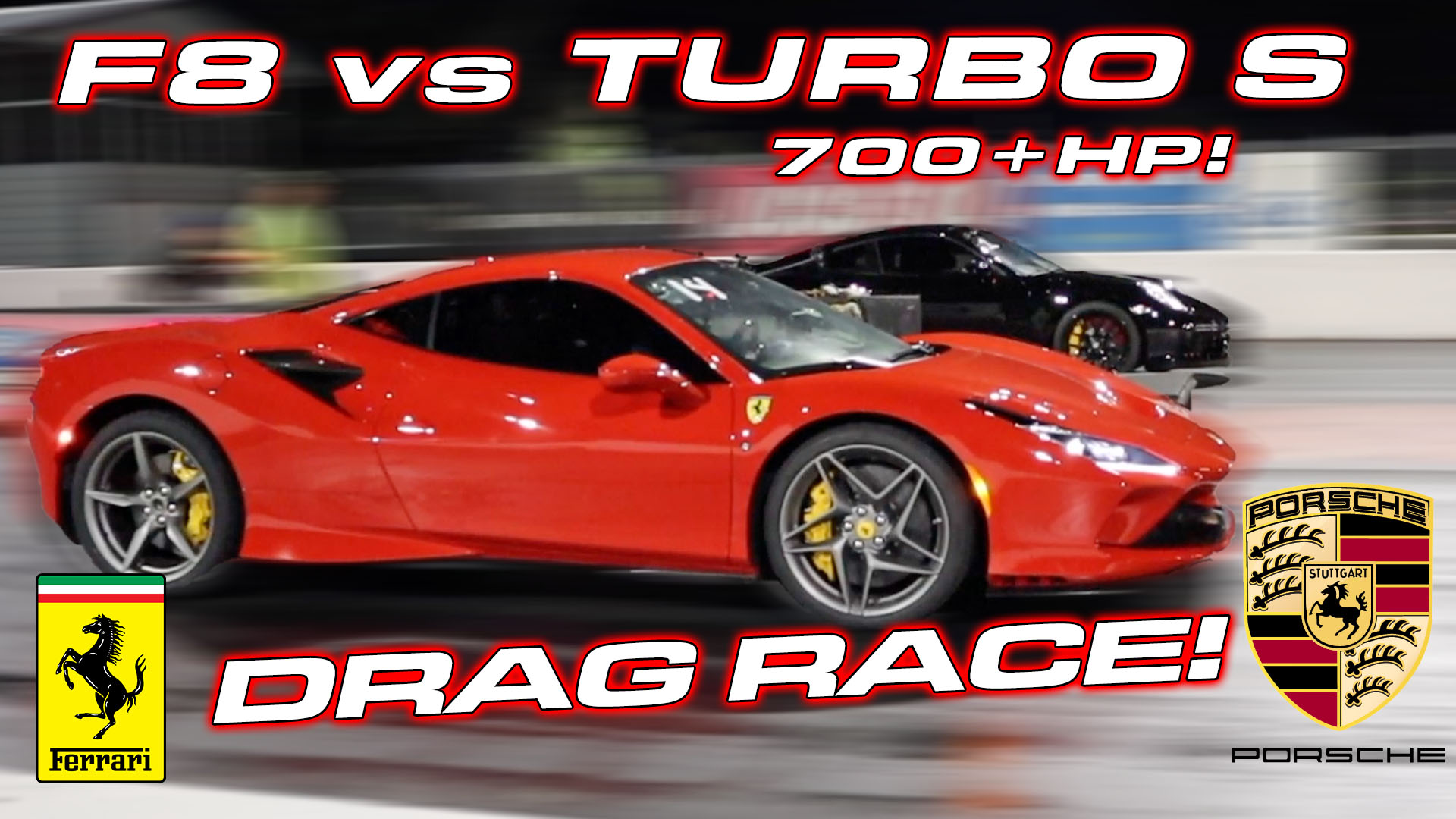 911 Turbo S vs Ferrari F8 Drag Race
