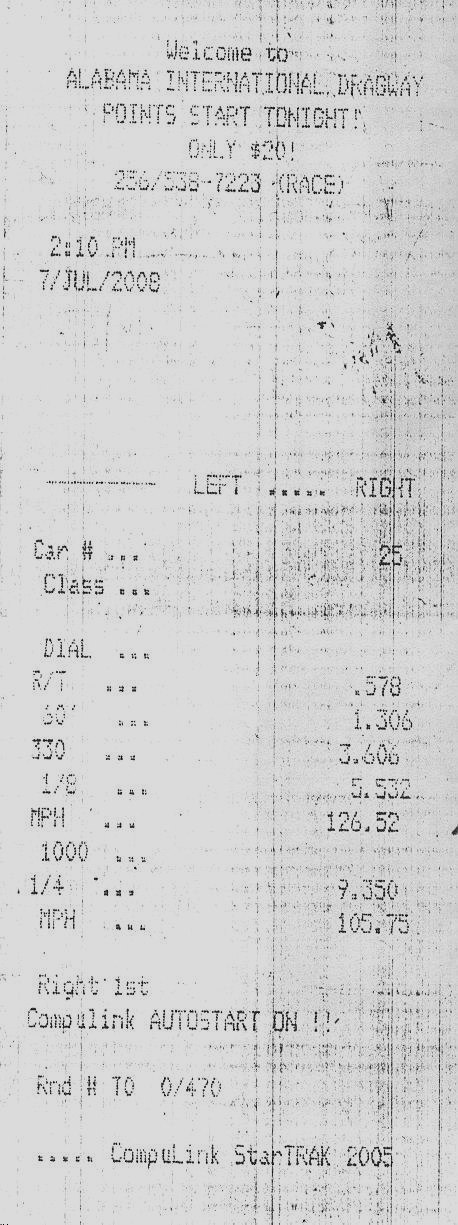 1972  Chevrolet Vega  Timeslip Scan