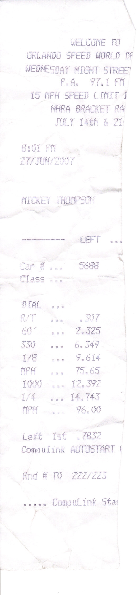 2006  Honda Accord EX V6 6 speed 4 door Timeslip Scan