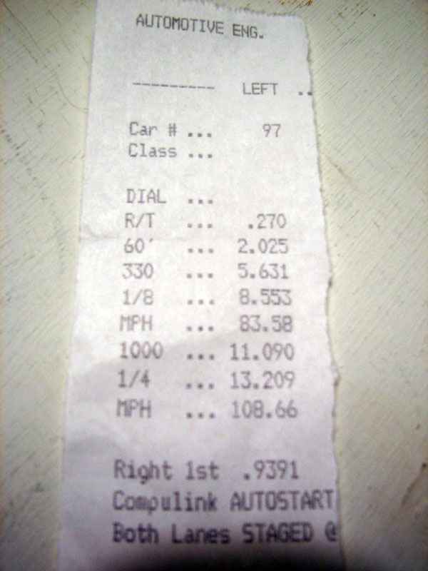 2008  Dodge Charger srt8 Timeslip Scan