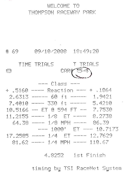 2005  Chrysler Crossfire SRT-6 Timeslip Scan
