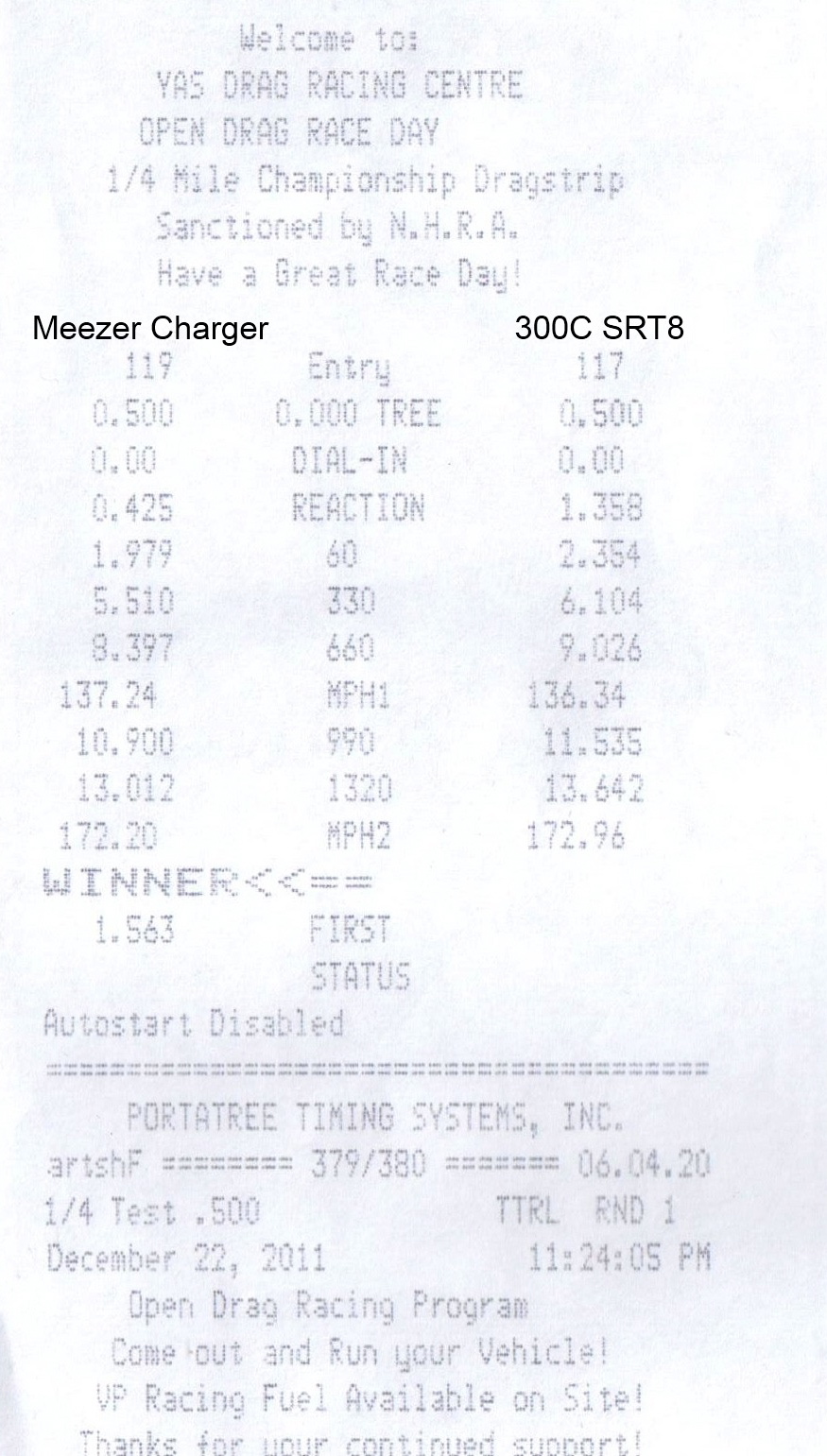 2010  Dodge Charger Pursuit Timeslip Scan