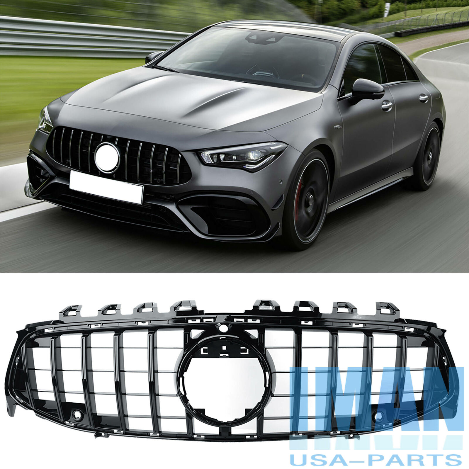 Gloss Black GT Panamericana Grille Grill For Mercedes W118 CLA200 CLA250 2020-23
