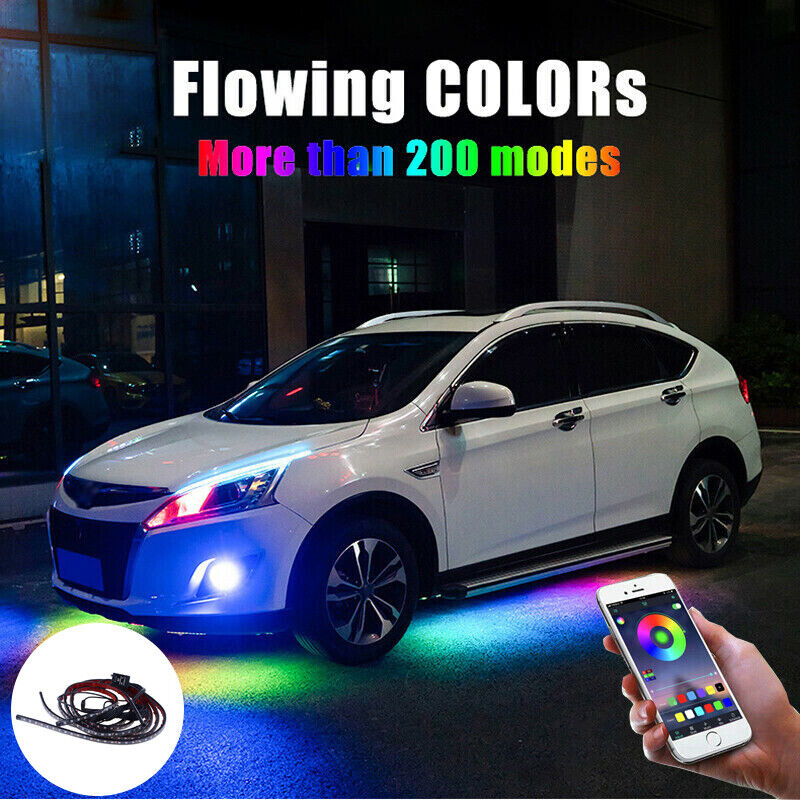 RGB 48 LED Strip Under Car Tube Underglow Underbody System Neon Light Kit