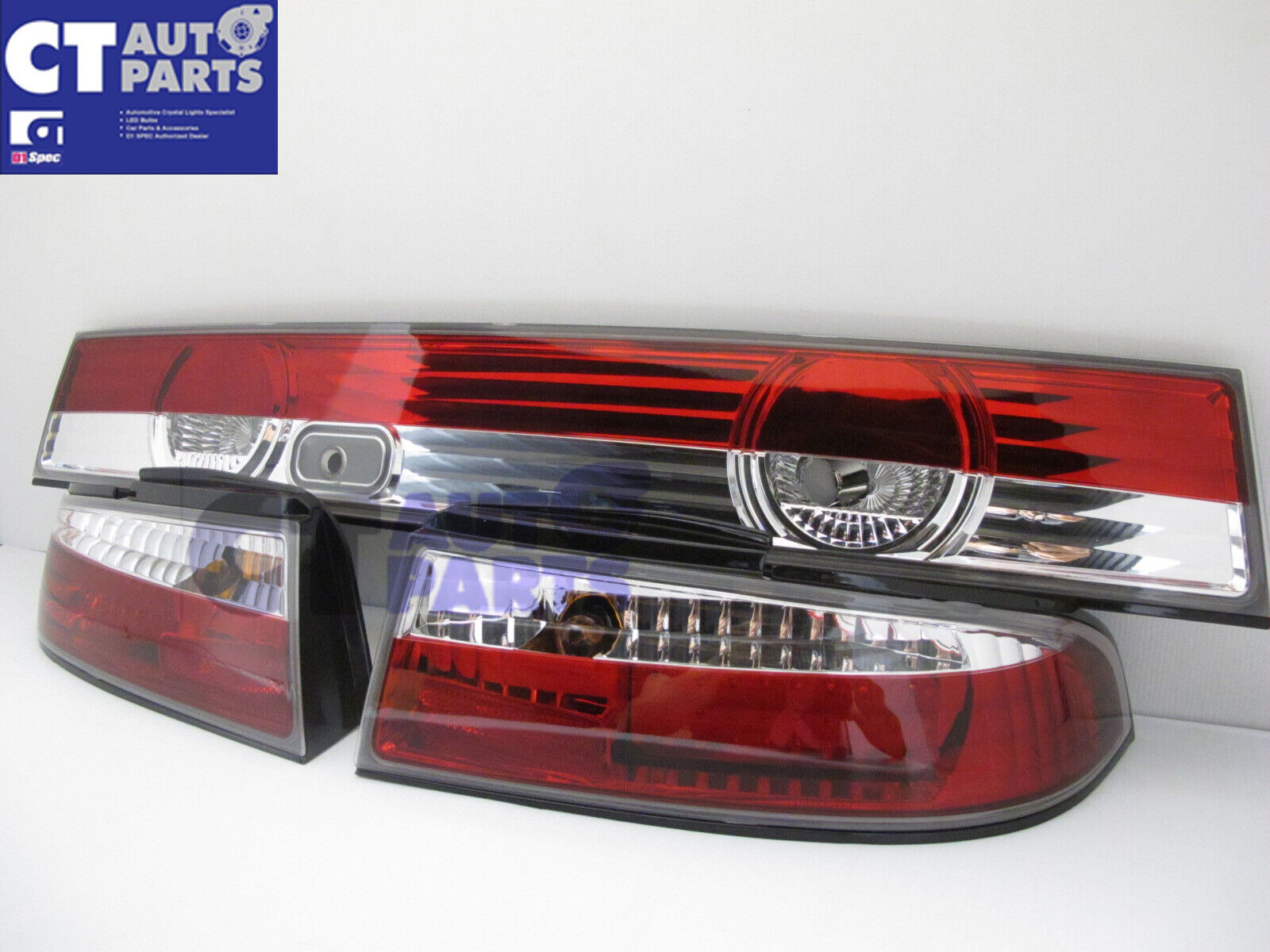 Clear Red LED Tail lights & Clear Garnish for 93-98 NISSAN SILVIA S14 200SX 