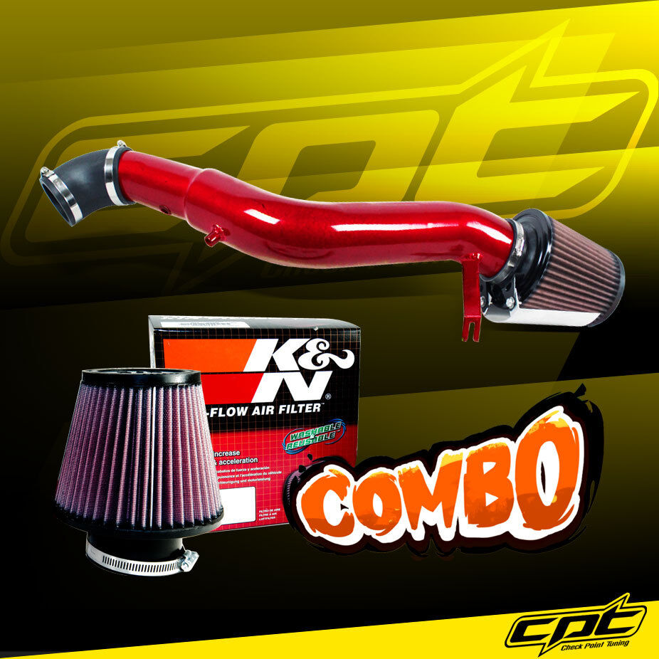 For 05-10 Jeep Grand Cherokee 3.7L V6 Red Cold Air Intake + K&N Air Filter