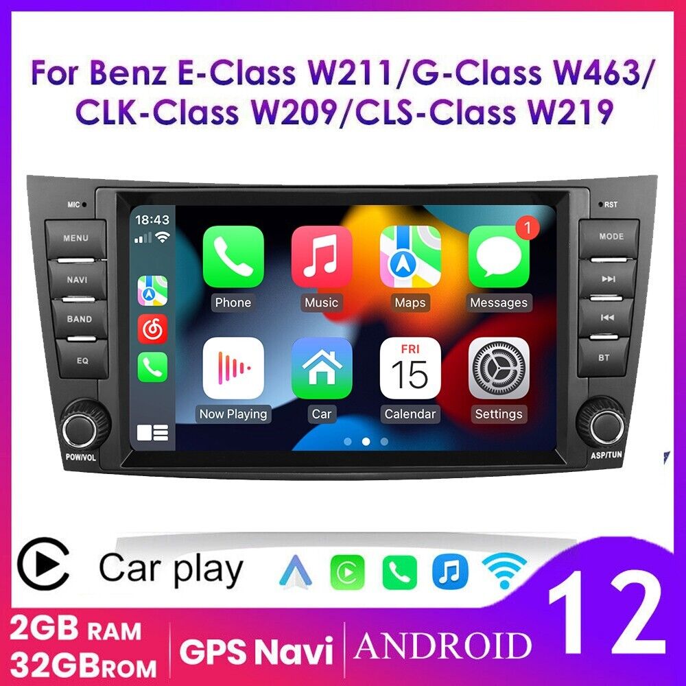 For Mercedes Benz E-W211 E320 E500 E350 CLS-W219 Android12 CarPlay Radio Stereo