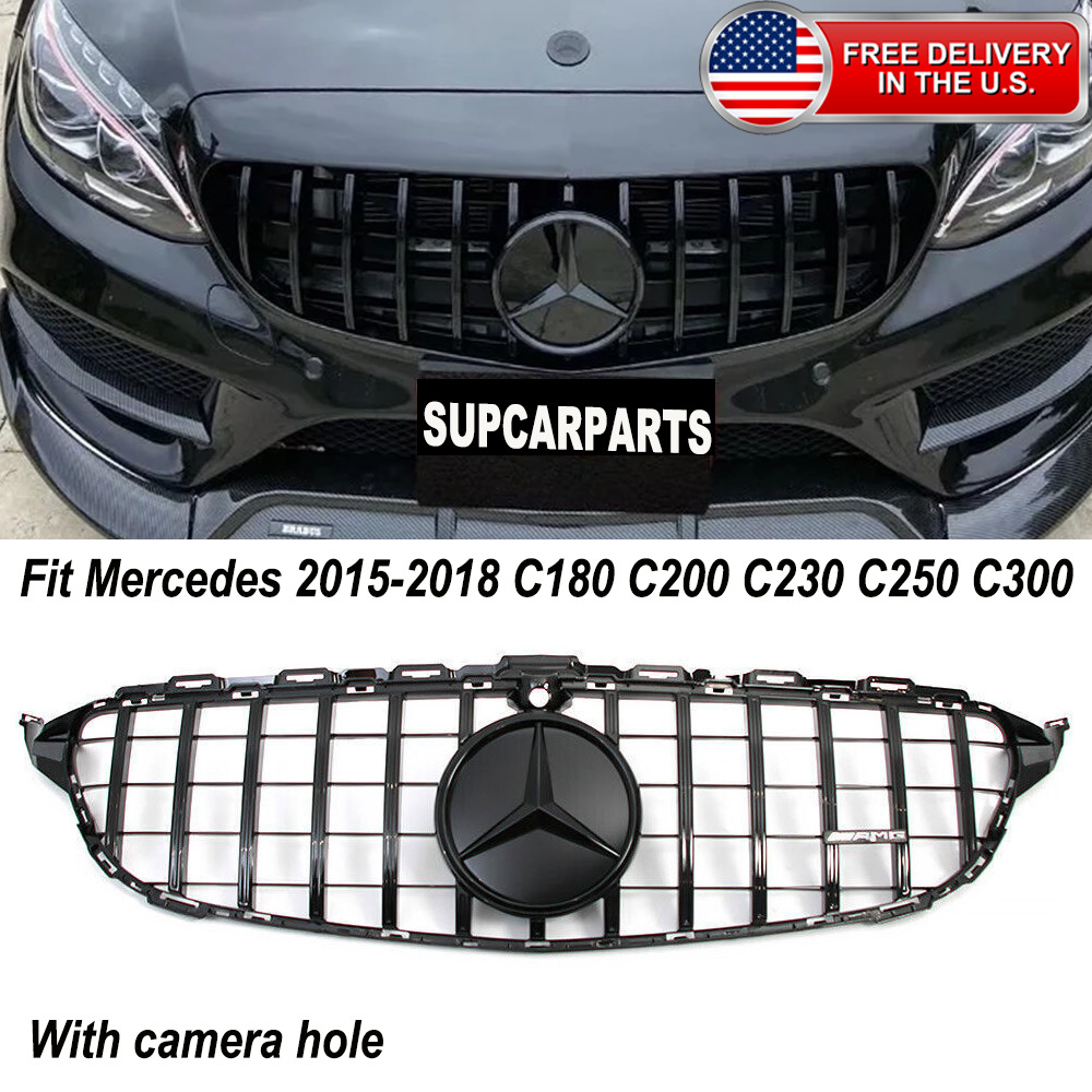 NEW Grille Grill Star With Camera Hole For Mercedes W205 2015-2018 C43 C180 C200