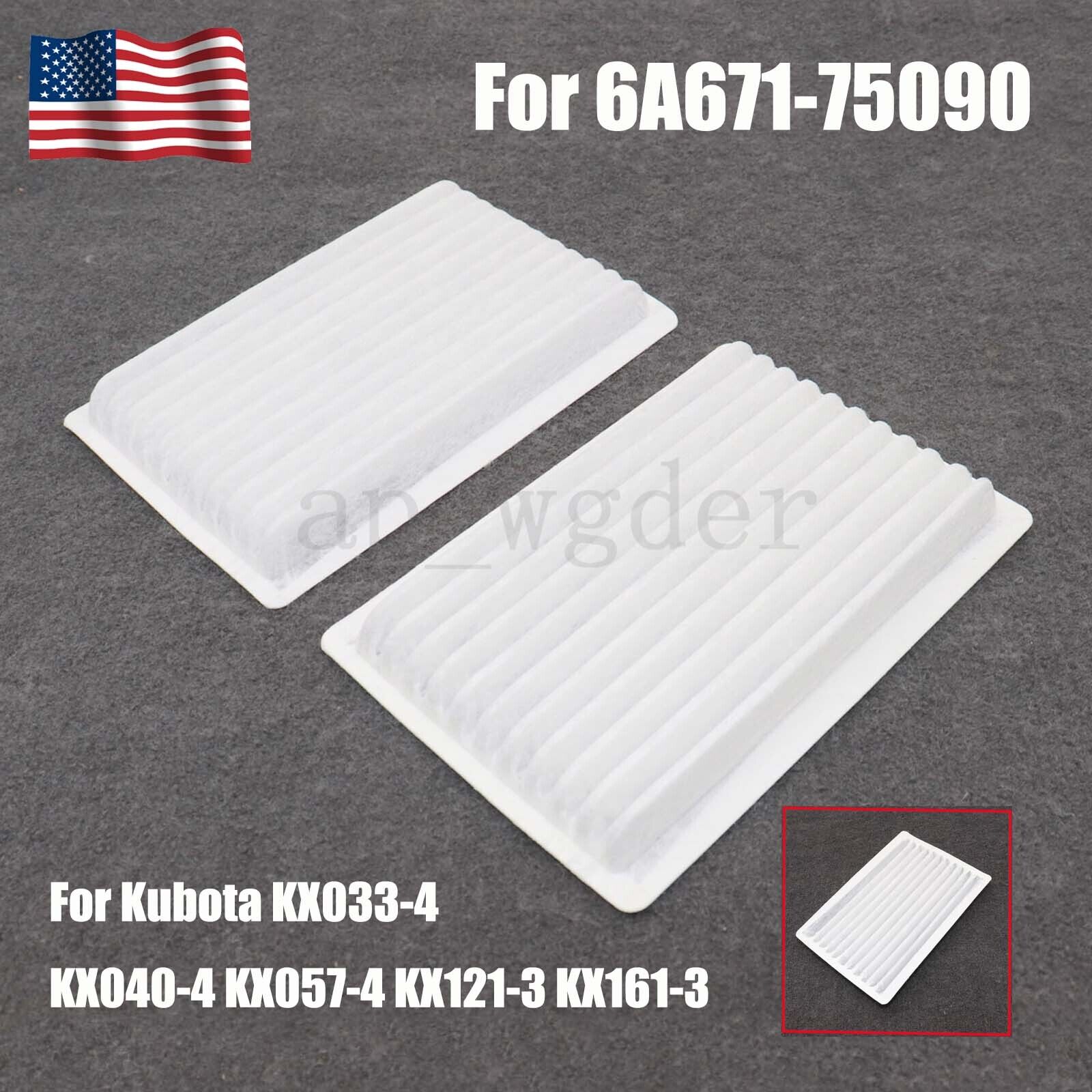 2X Air Filter Kit For Kubota KX033-4 KX040-4 KX057-4 KX121-3 KX161-3 6A671-75090