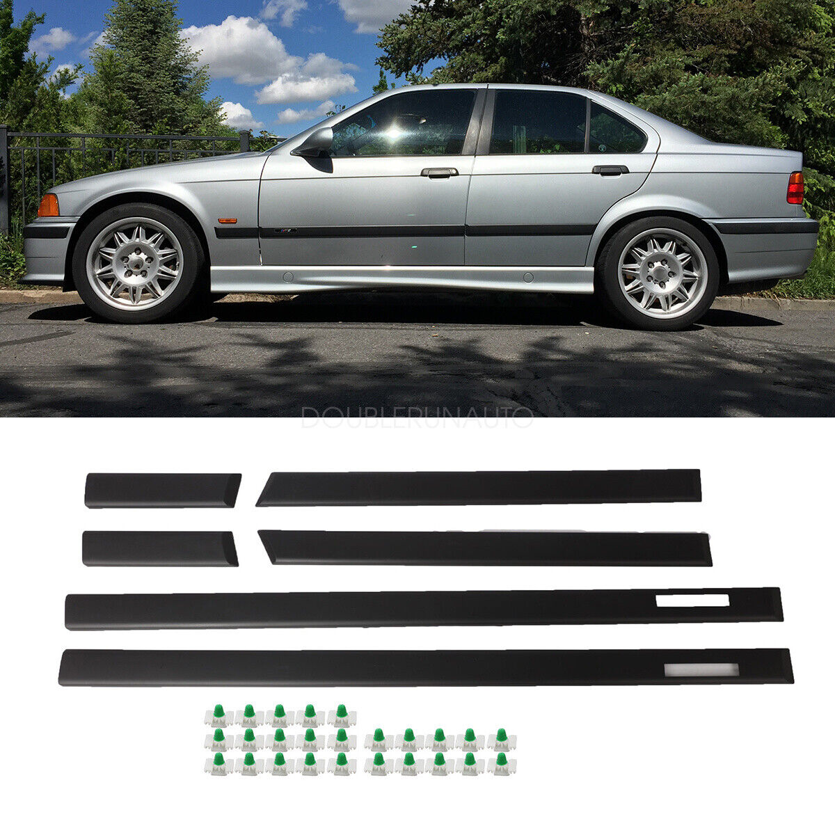 BODY SIDE MOULDING TRIM for 92-98 BMW E36 M3 style 3-SERIES SEDAN (4 DOOR only）