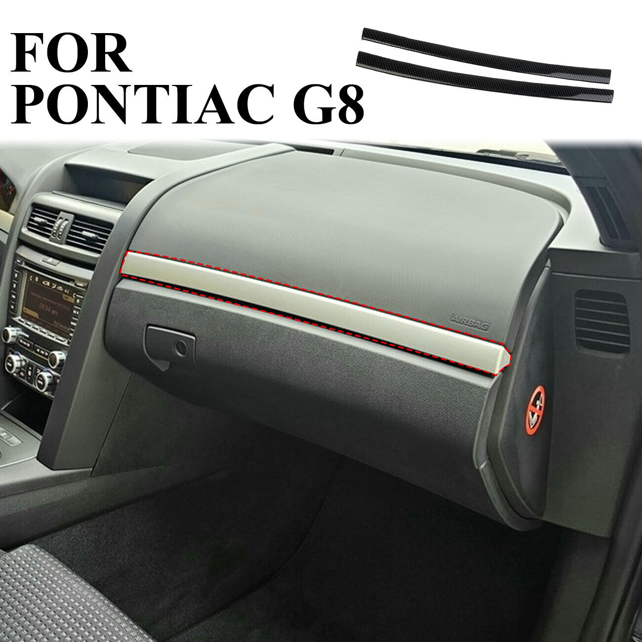 Carbon fiber inner control dashboard panel protective trim cover For Pontiac G8
