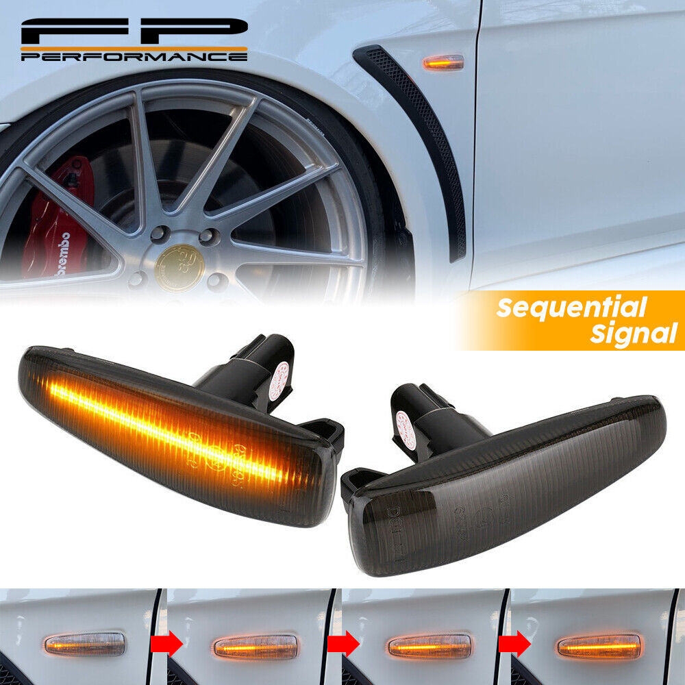 For Lancer Evo X Mirage Clear Sequential Smoke LED Side Marker Turn Signal Light