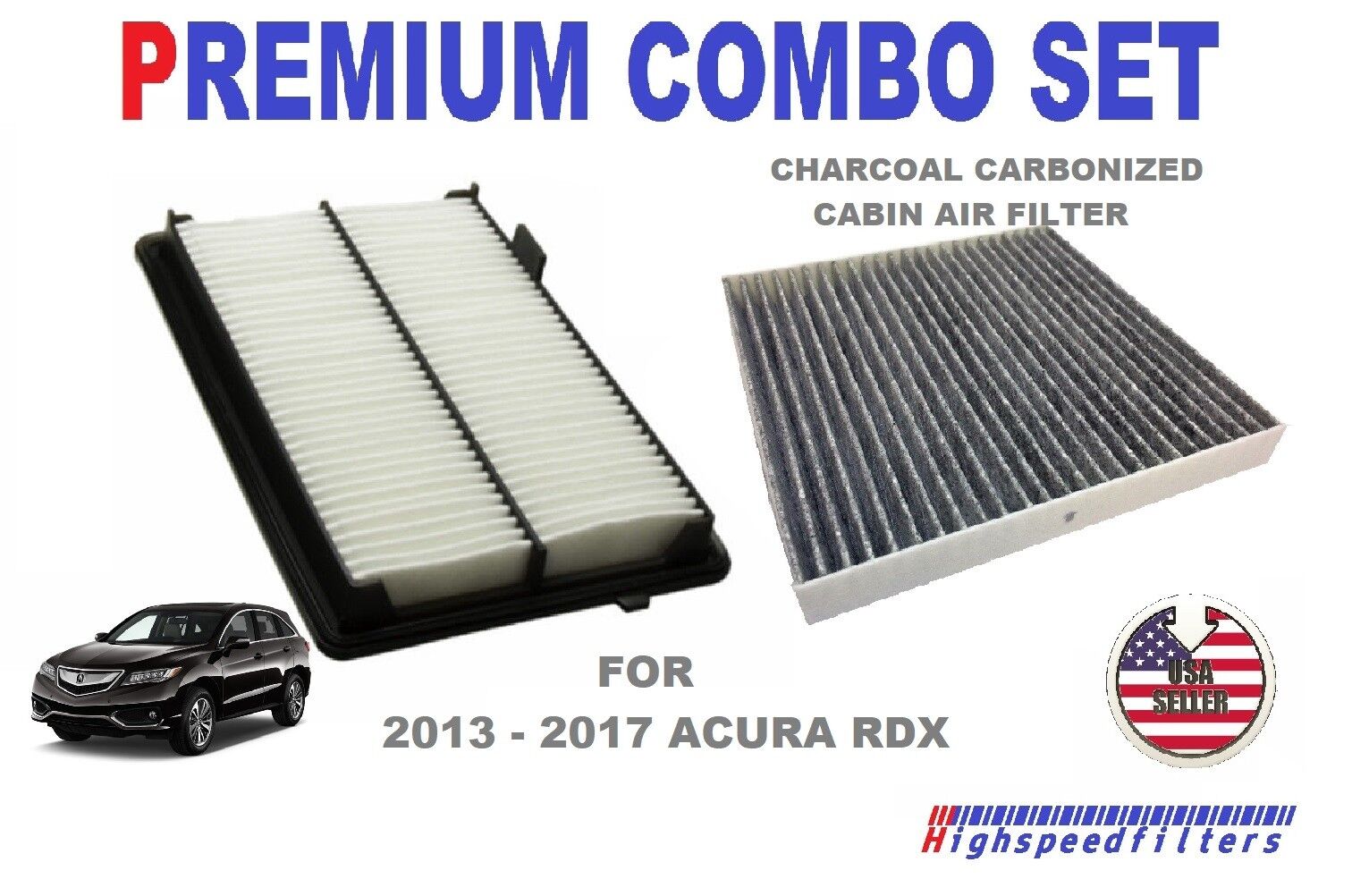 PREMIUM Engine Air Filter + CHARCOAL Cabin Filter for 2013 - 2018 ACURA RDX