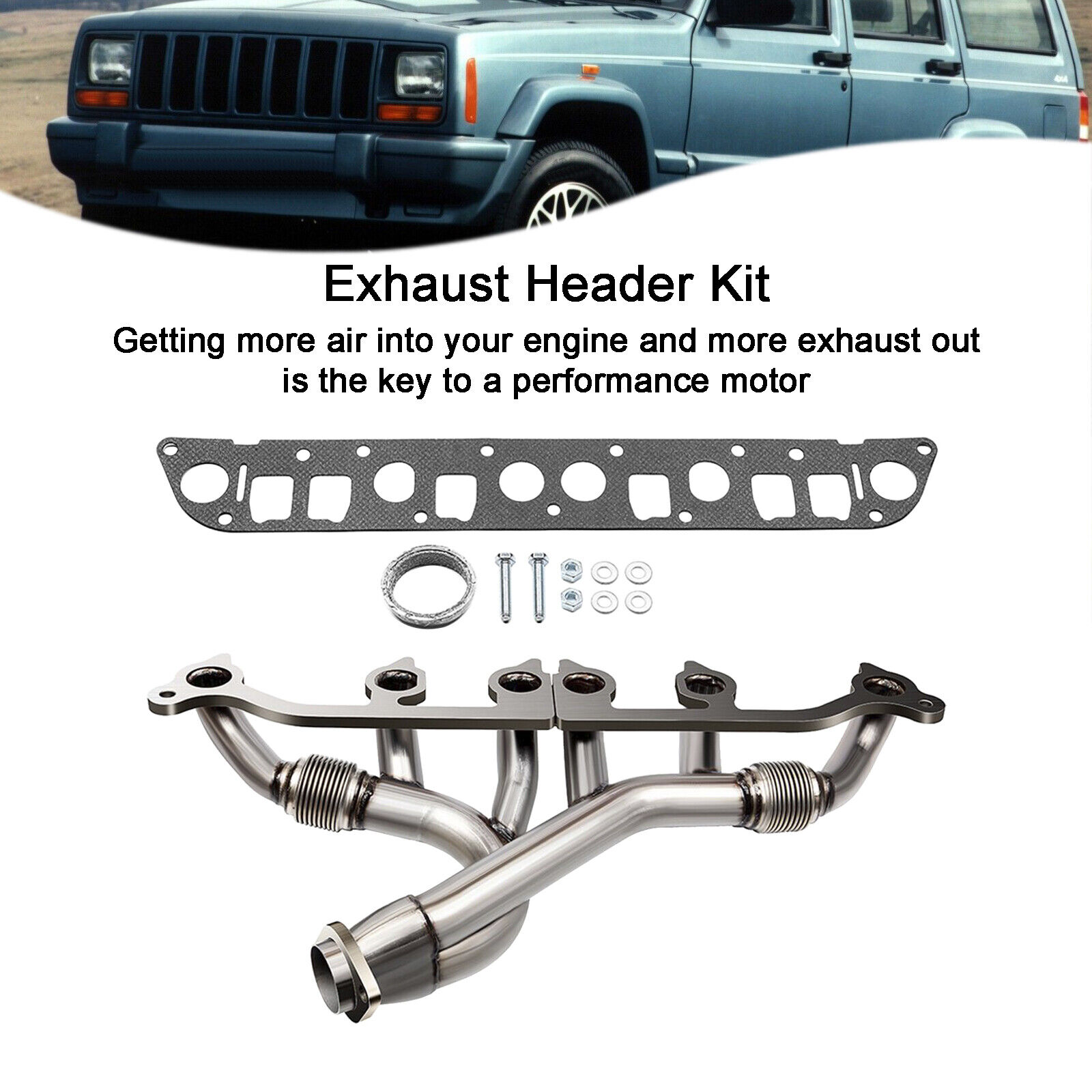 NEW 1× Exhaust Header Kit For Jeep Grand Cherokee & TJ & Wrangler & Comanche USA