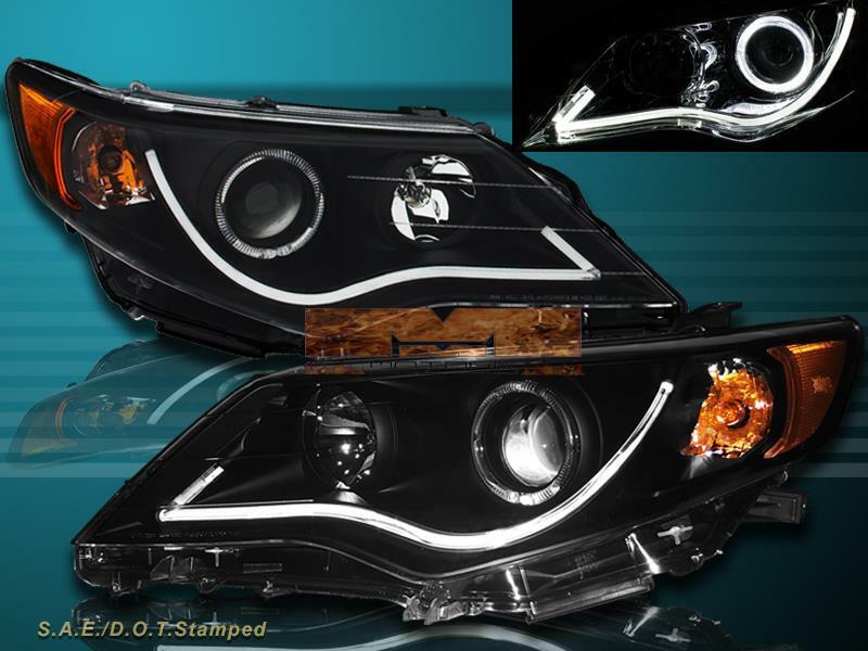 2012-2014 Toyota Camry Sedan Black Housing  CCFL Halo Projector Headlights