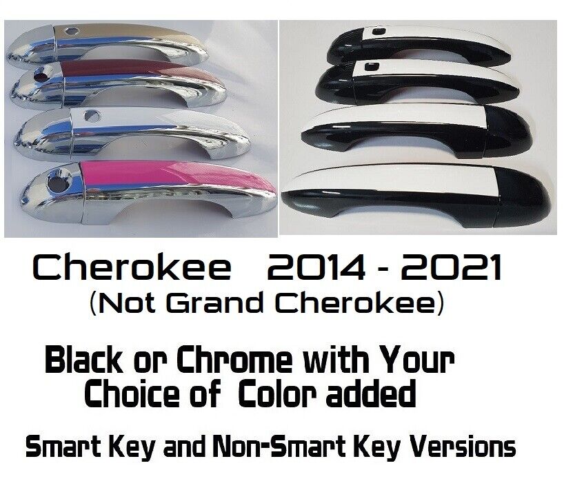 Black OR Chrome Door Handle Overlays Fits 2014-2021 Jeep Cherokee YOU PICK CLR