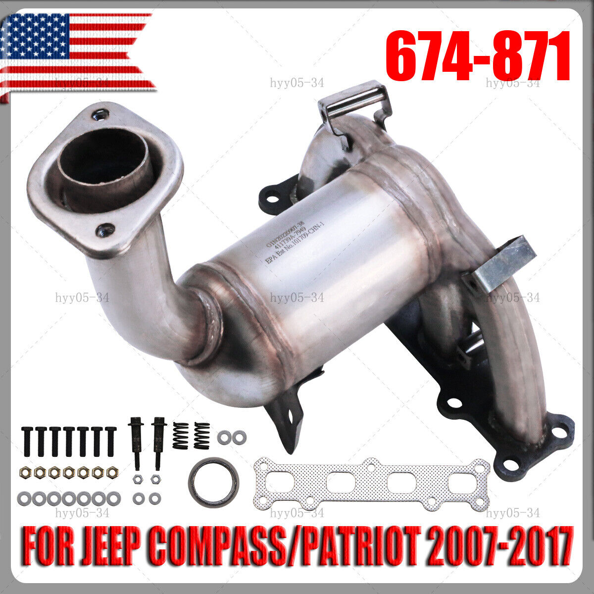 Exhaust Catalytic Converter For 2007-2014 2015 2016 2017 Jeep Compass 2.4L 4WD