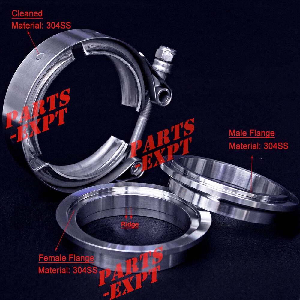 Exhaust Downpipe 2.25inch V-band Clamp Stainless Steel Flange Kit Male-Female 