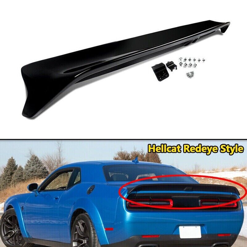 Fits For 08-22 Dodge Challenger Hellcat Redeye Rear Spoiler w/ Camera Hole Black