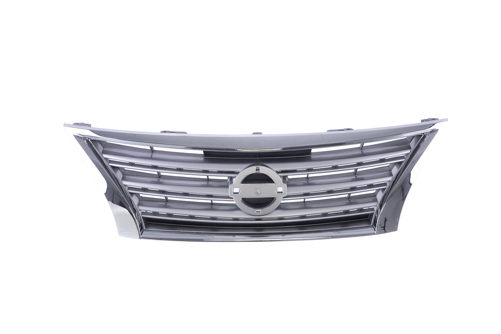 Chrome Shell Silver Insert Front Grille Assy For Nissan Sentra 13-15 S/SL/SV