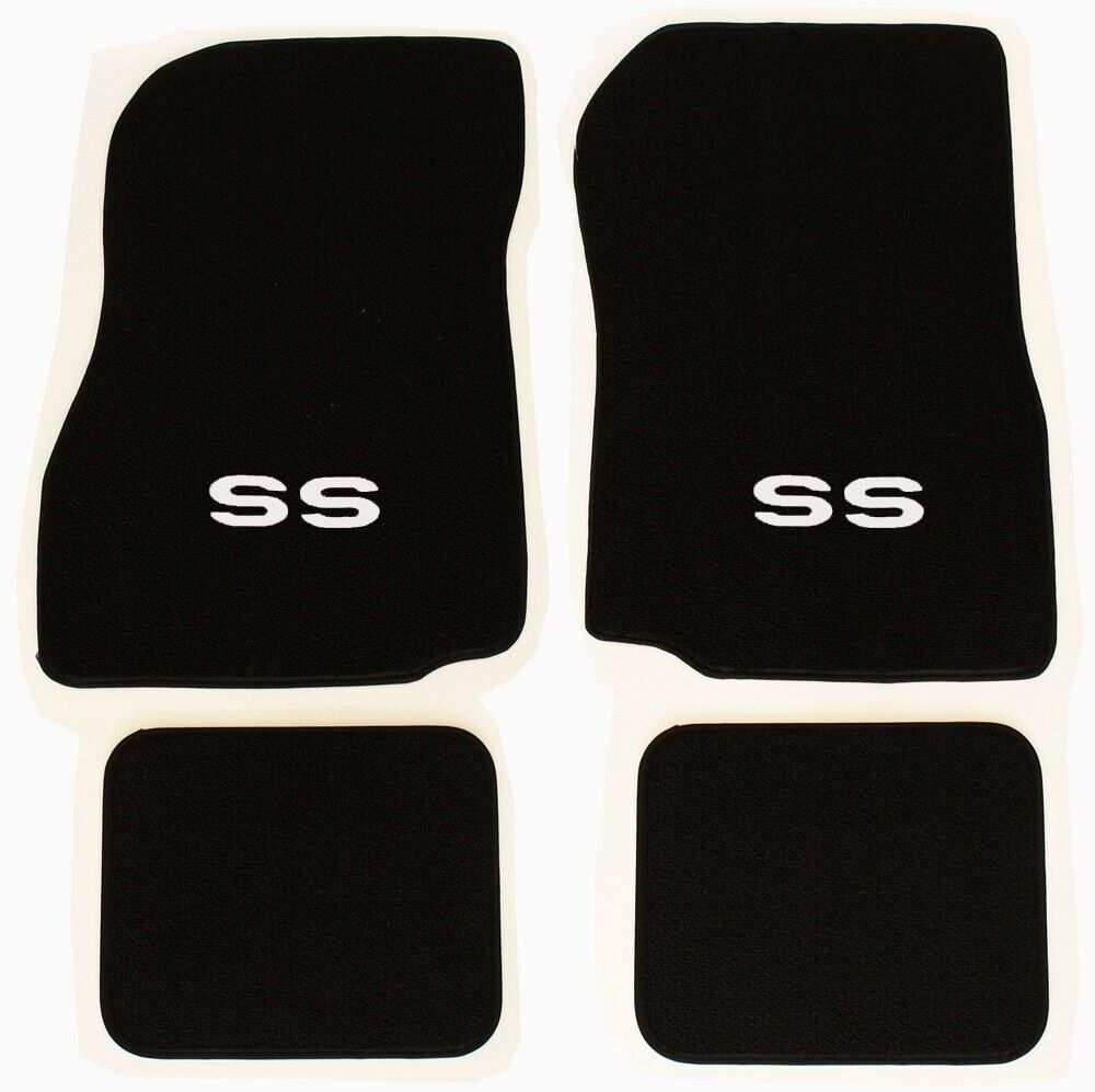 NEW 1968 - 1972 CHEVELLE Floor Mats Black Carpet Embroidered Silver SS Logo 4pc