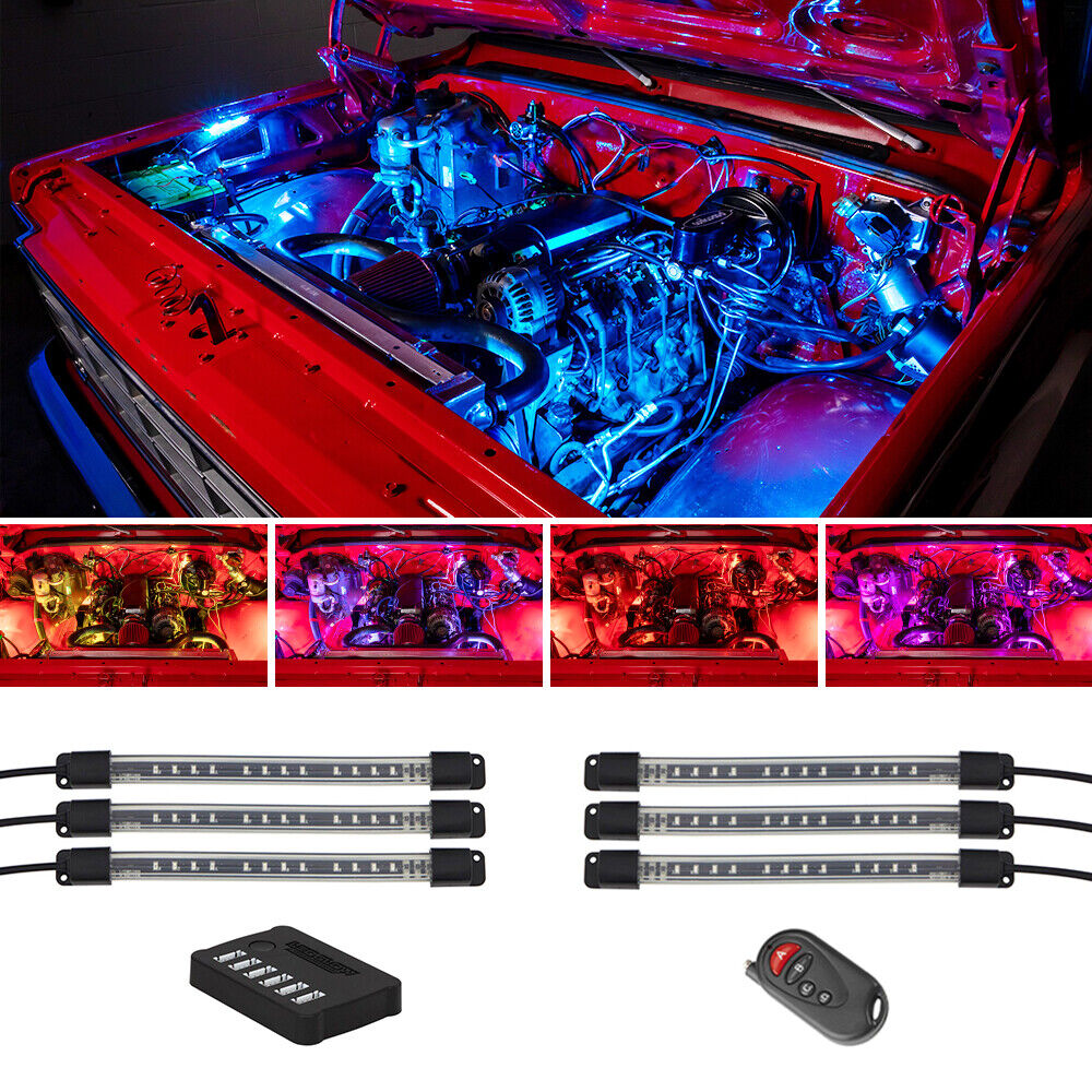 LEDGlow 6pc Million Color Engine Bay Under Hood LED Accent Neon Lighting Kit